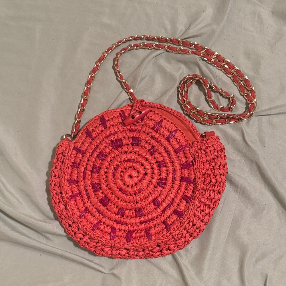 INC International Concepts Red Crochet Crossbody Bag